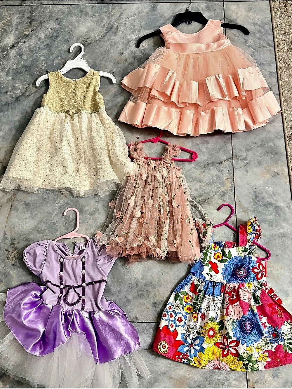 Girls' Party Dresses Set Pink & Multicolor